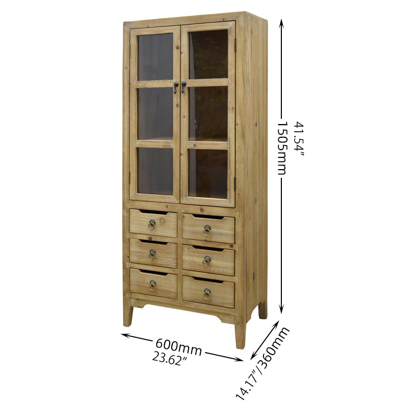 Solid Wood Glass Display Cabinet - Elegant Storage and Showpiece fczym-2306