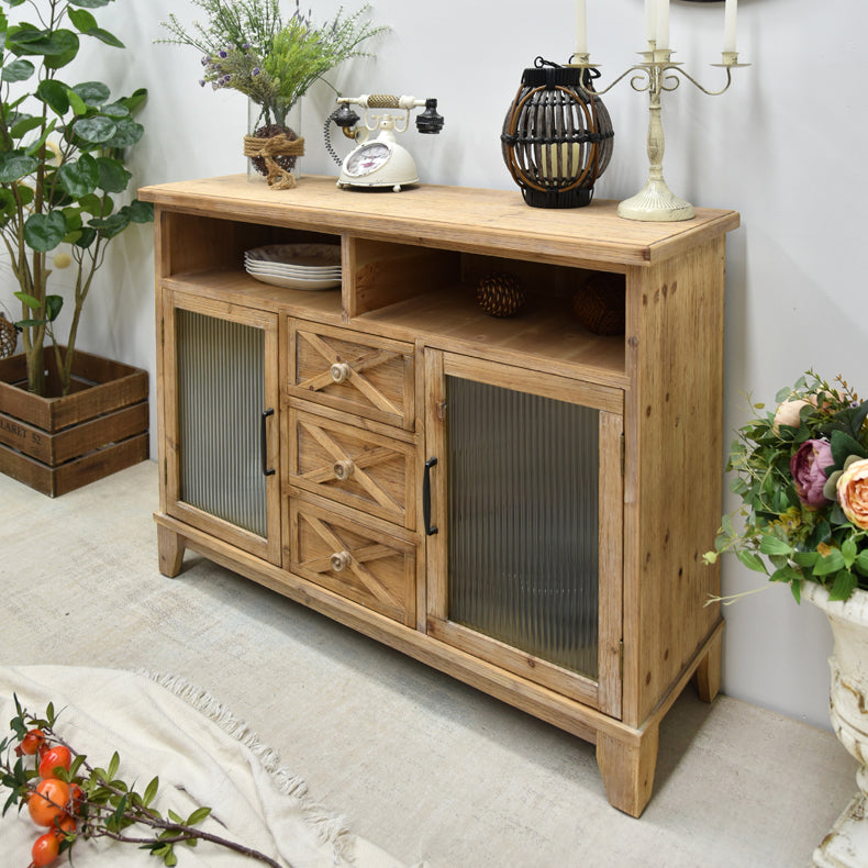 Stylish Cedar Wood Glass Cabinet – Elegant Storage Solution for Your Home fczym-2315