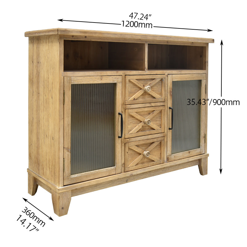 Stylish Cedar Wood Glass Cabinet – Elegant Storage Solution for Your Home fczym-2315