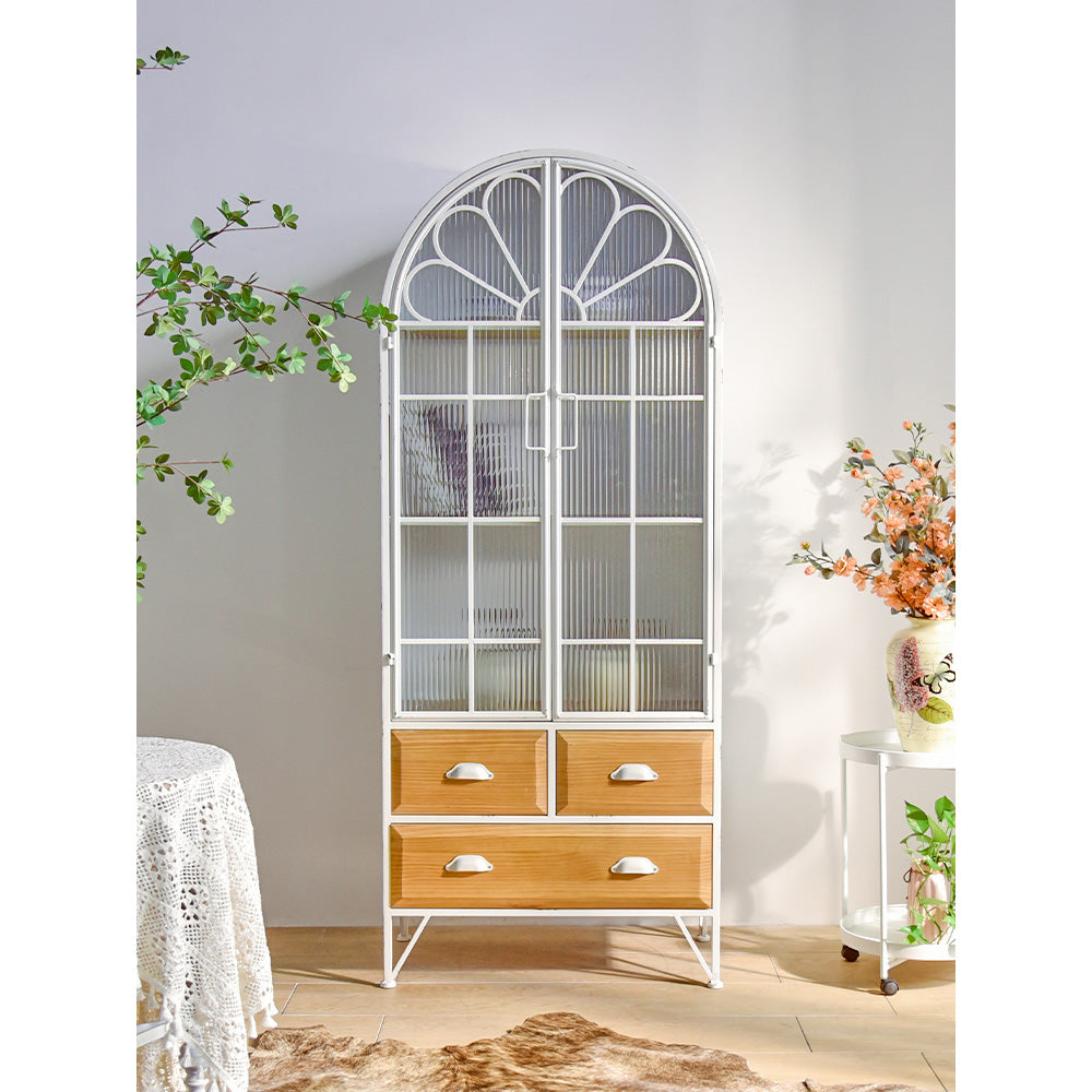 Cedar Wood and Glass Cabinet - Stylish and Durable Storage Solution fczym-2334