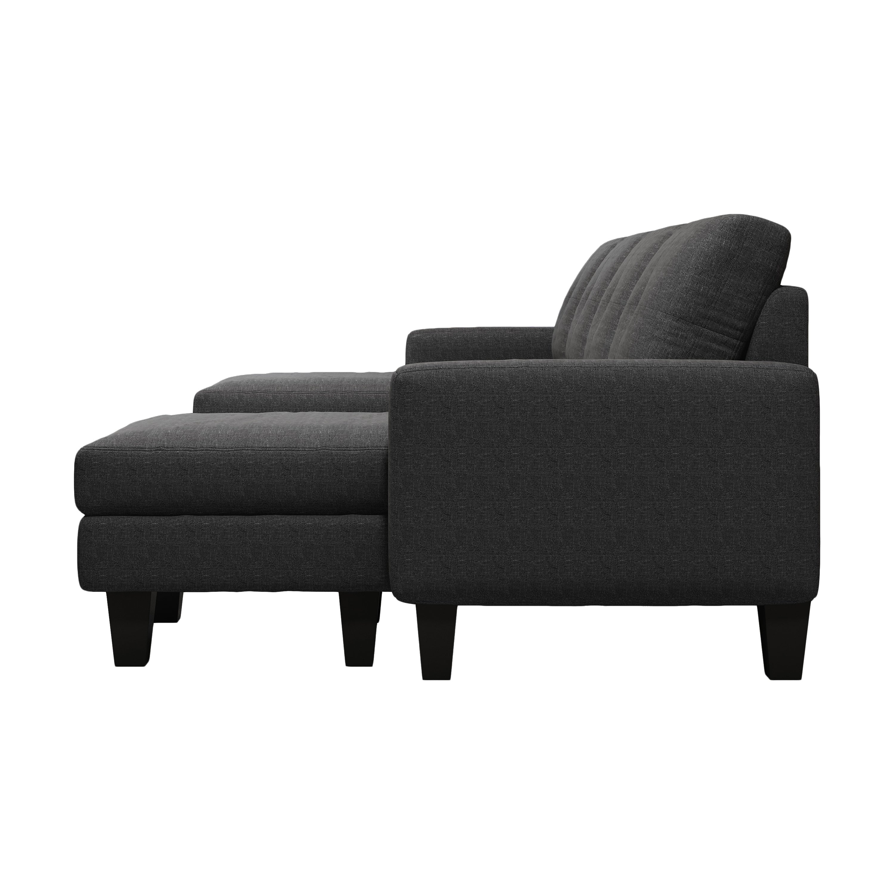 U-Shaped Sofa Coch 4-Seat Sofa with Chaise Polyester Fabric for Living Room Apartment Office (Dark Grey)