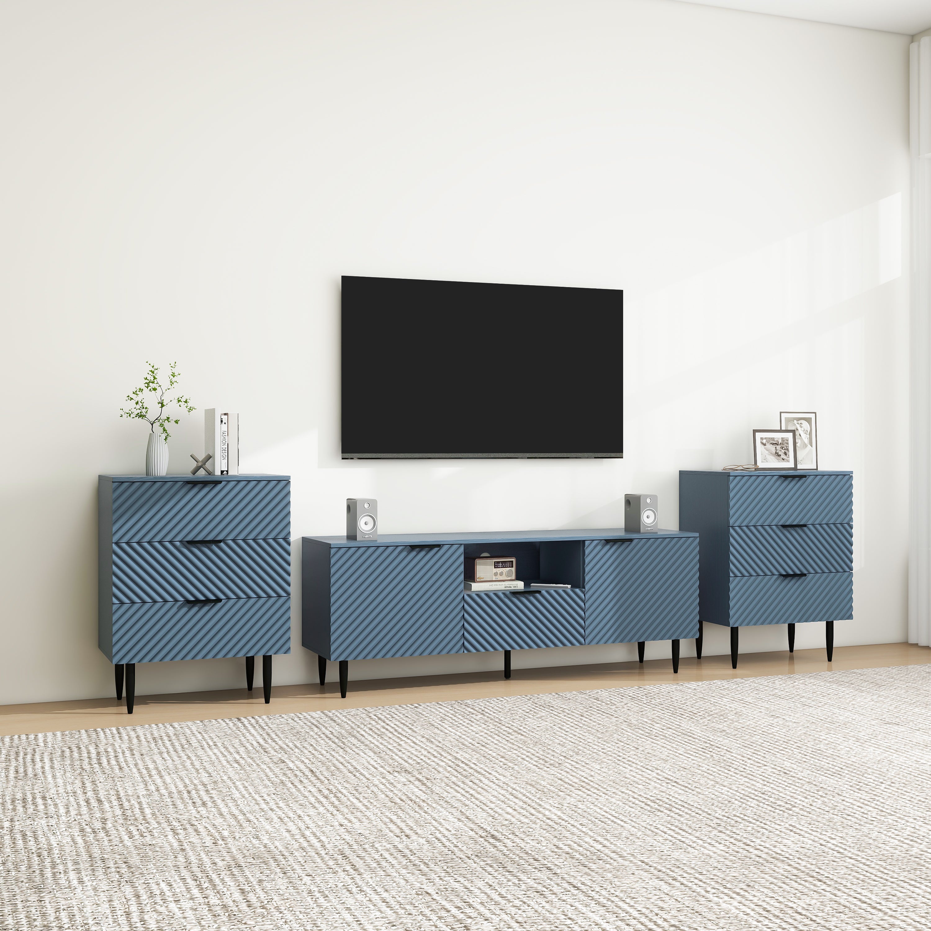 TV Stand with Solid Ion Feet, TV Console Table for Living Room, Bedroom