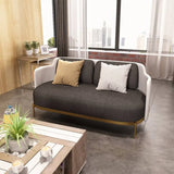 Modern Elegance: Solid Wood Sofa with Cotton Linen and Faux Leather Upholstery fdfh-2211