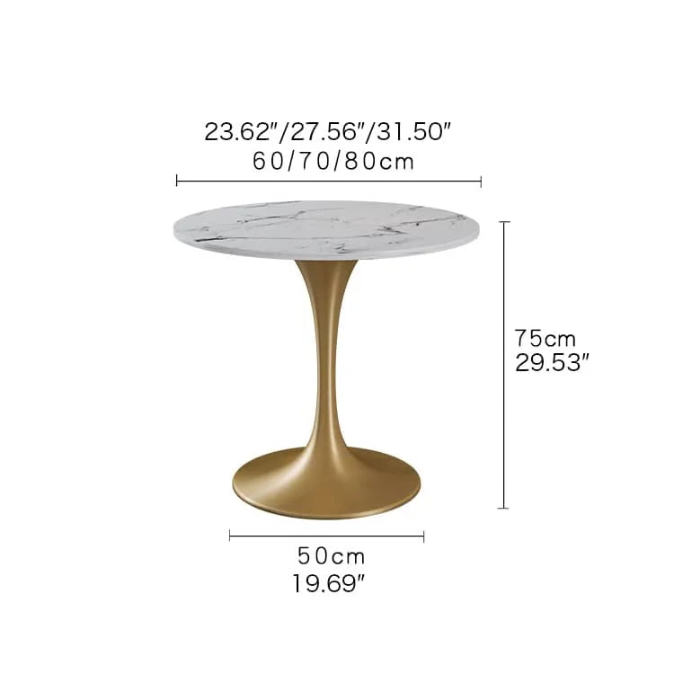 Stylish Round Dining Table with Sintered Stone and Faux Leather for Modern Homes fdfh-2216