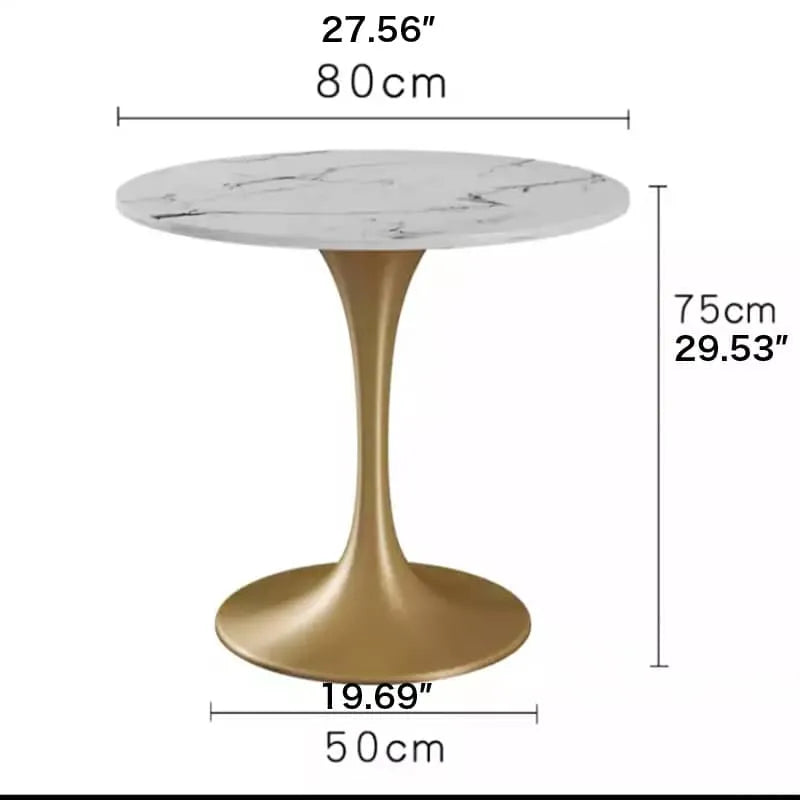 Stylish Round Dining Table with Sintered Stone and Faux Leather for Modern Homes fdfh-2216