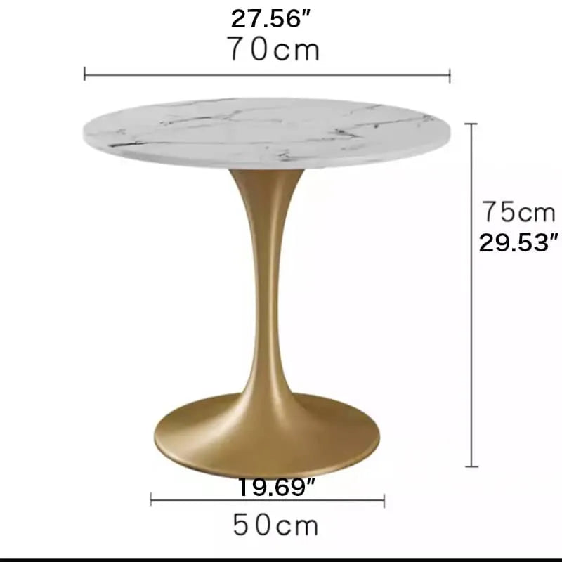 Stylish Round Dining Table with Sintered Stone and Faux Leather for Modern Homes fdfh-2216