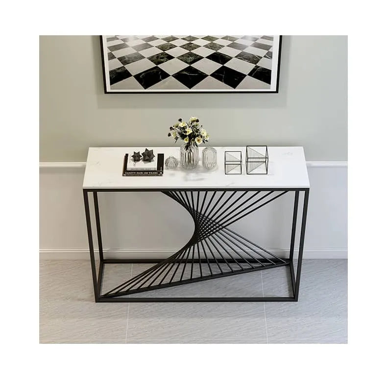 Luxurious Marble Console Table with Modern Geometric Design fdfh-2220