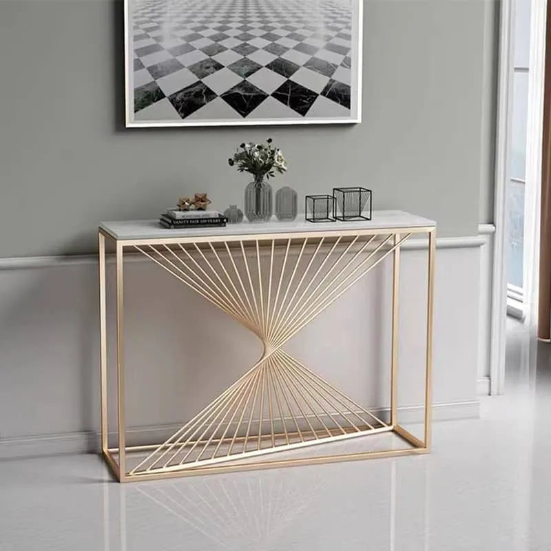 Luxurious Marble Console Table with Modern Geometric Design fdfh-2220