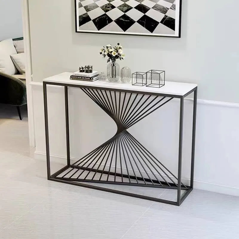 Luxurious Marble Console Table with Modern Geometric Design fdfh-2220