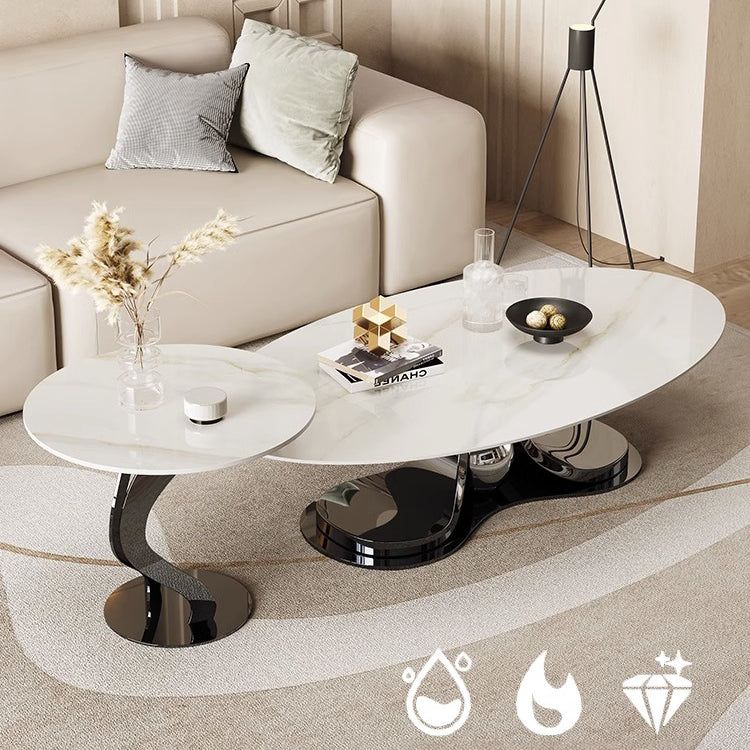 Sleek Modern Tea Table - Sintered Stone & Stainless Steel for Elegant Living Rooms fdl-2596