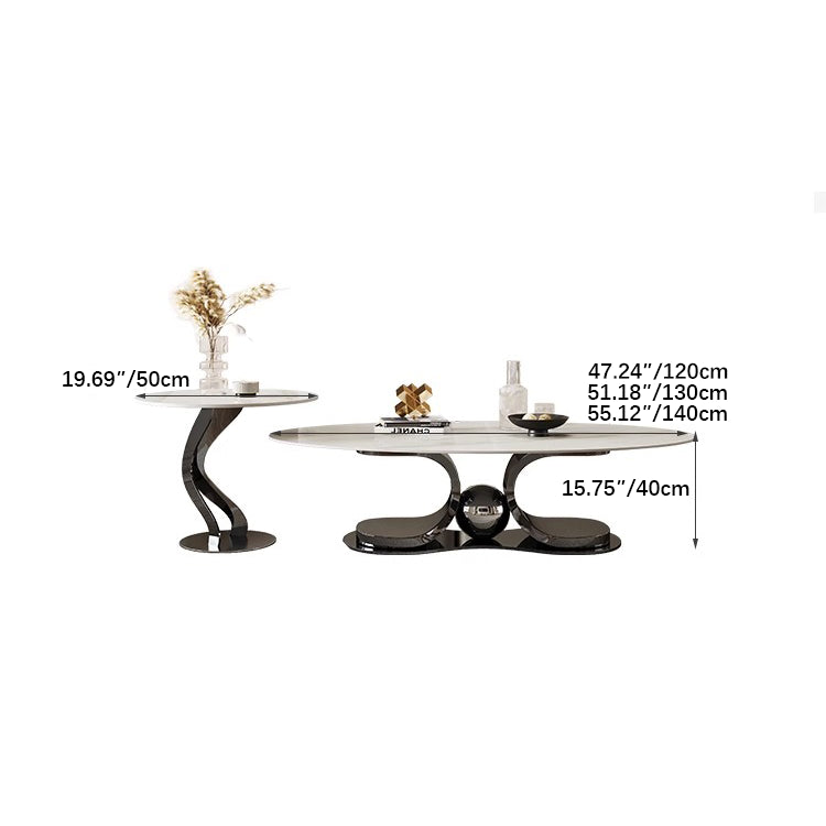 Sleek Modern Tea Table - Sintered Stone & Stainless Steel for Elegant Living Rooms fdl-2596