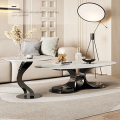 Sleek Modern Tea Table - Sintered Stone & Stainless Steel for Elegant Living Rooms fdl-2596