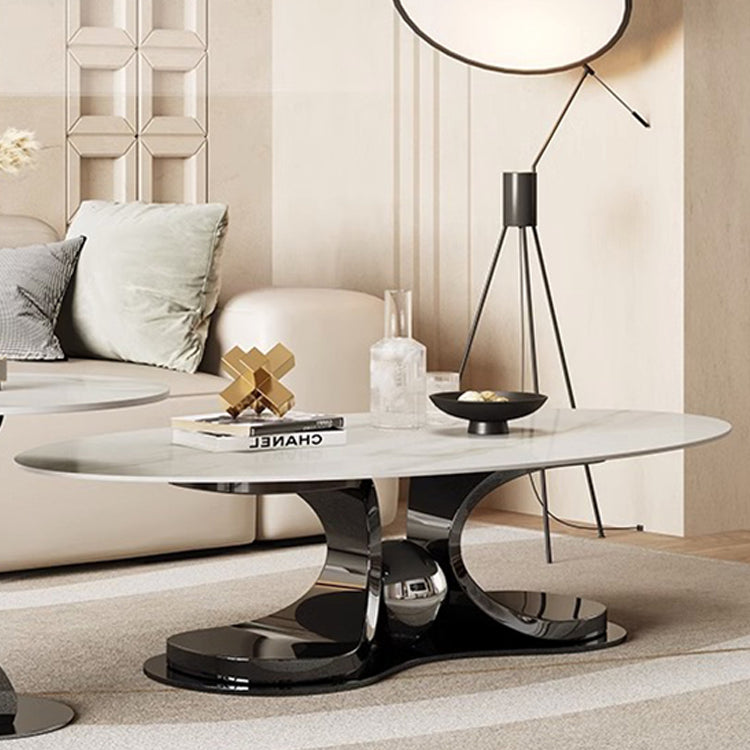 Sleek Modern Tea Table - Sintered Stone & Stainless Steel for Elegant Living Rooms fdl-2596