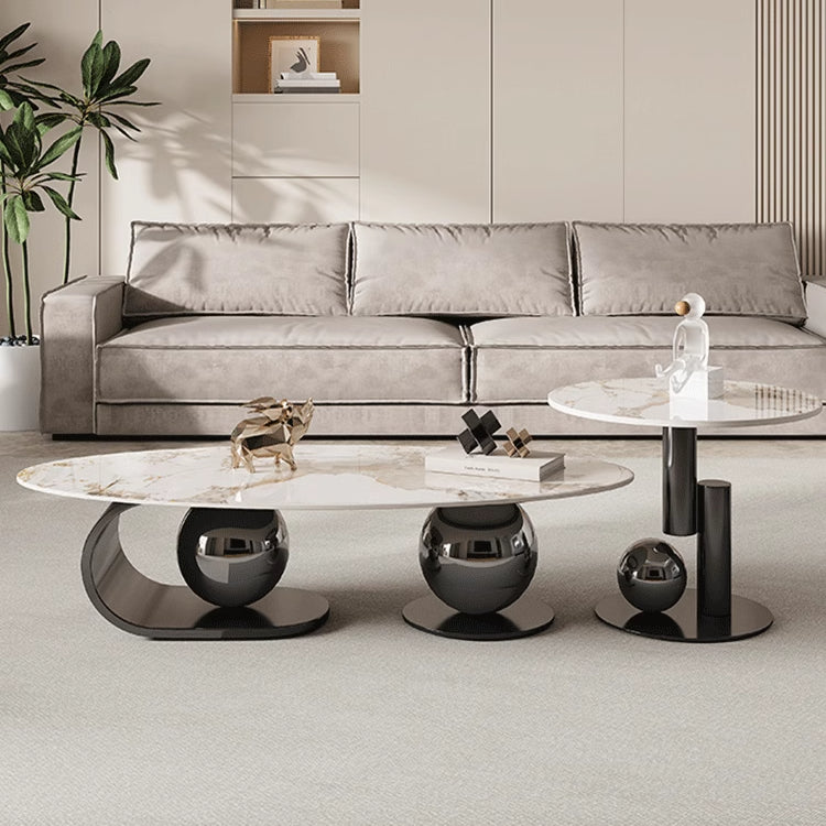 Elegant Sintered Stone Stainless Steel Coffee Table for Modern Living Rooms fdl-2597