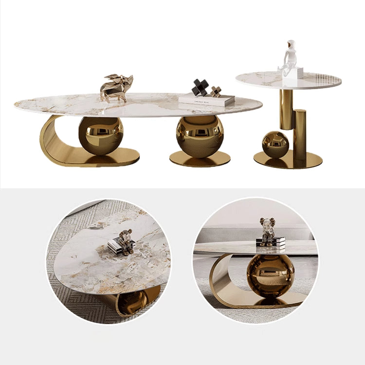 Elegant Sintered Stone Stainless Steel Coffee Table for Modern Living Rooms fdl-2597