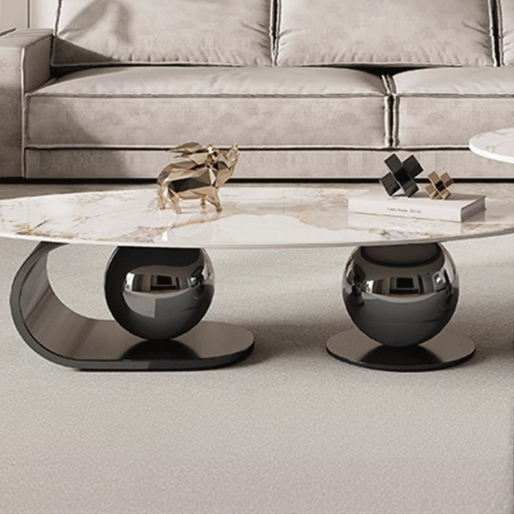 Elegant Sintered Stone Stainless Steel Coffee Table for Modern Living Rooms fdl-2597