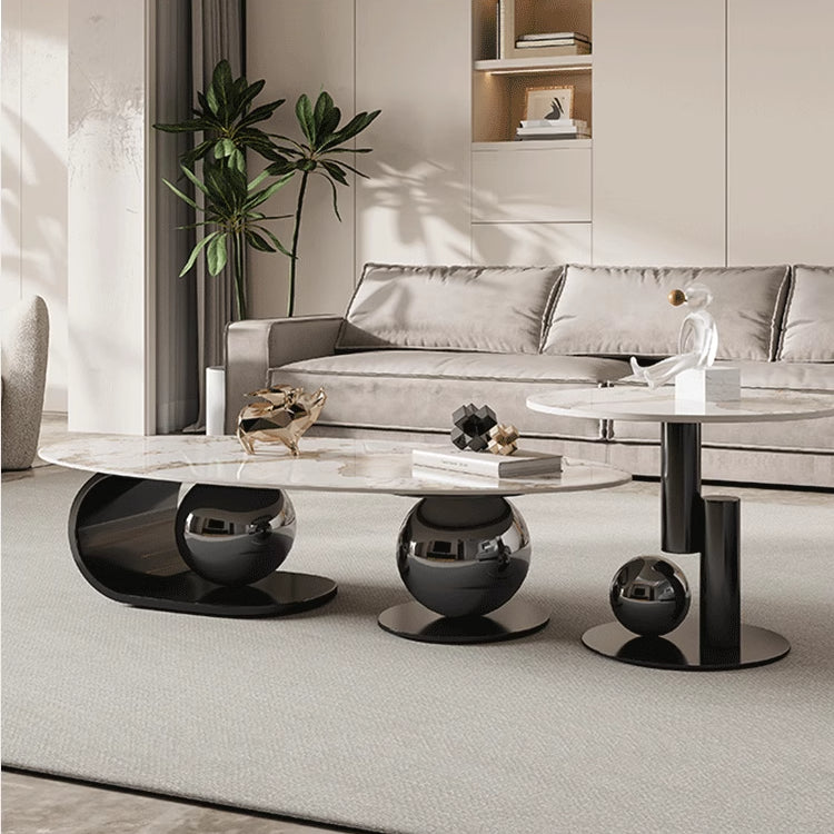 Elegant Sintered Stone Stainless Steel Coffee Table for Modern Living Rooms fdl-2597