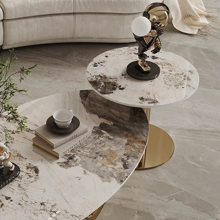Sintered Stone Stainless Steel Coffee Table – Modern Elegance for Your Living Space fdl-2598