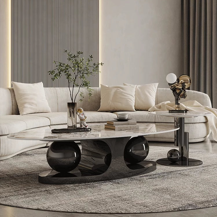 Sintered Stone Stainless Steel Coffee Table – Modern Elegance for Your Living Space fdl-2598