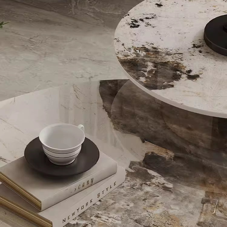 Sintered Stone Stainless Steel Coffee Table – Modern Elegance for Your Living Space fdl-2598