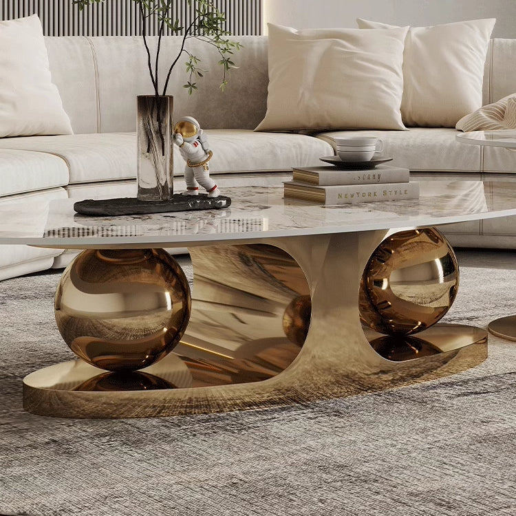 Sintered Stone Stainless Steel Coffee Table – Modern Elegance for Your Living Space fdl-2598