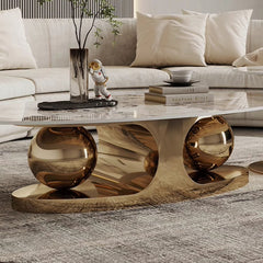 Sintered Stone Stainless Steel Coffee Table – Modern Elegance for Your Living Space fdl-2598