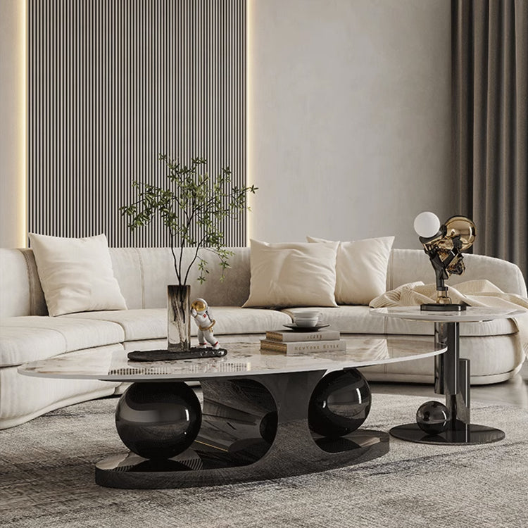 Sintered Stone Stainless Steel Coffee Table – Modern Elegance for Your Living Space fdl-2598