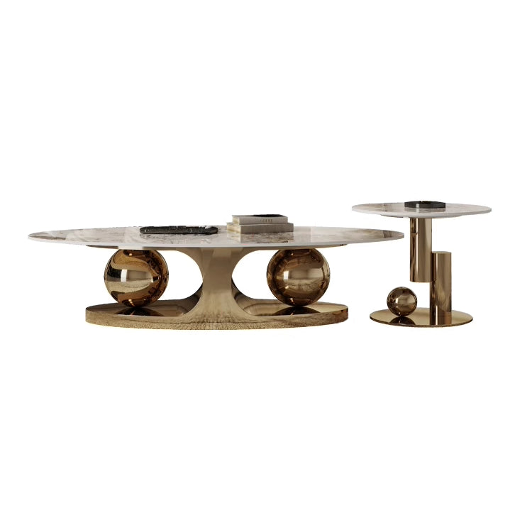 Sintered Stone Stainless Steel Coffee Table – Modern Elegance for Your Living Space fdl-2598