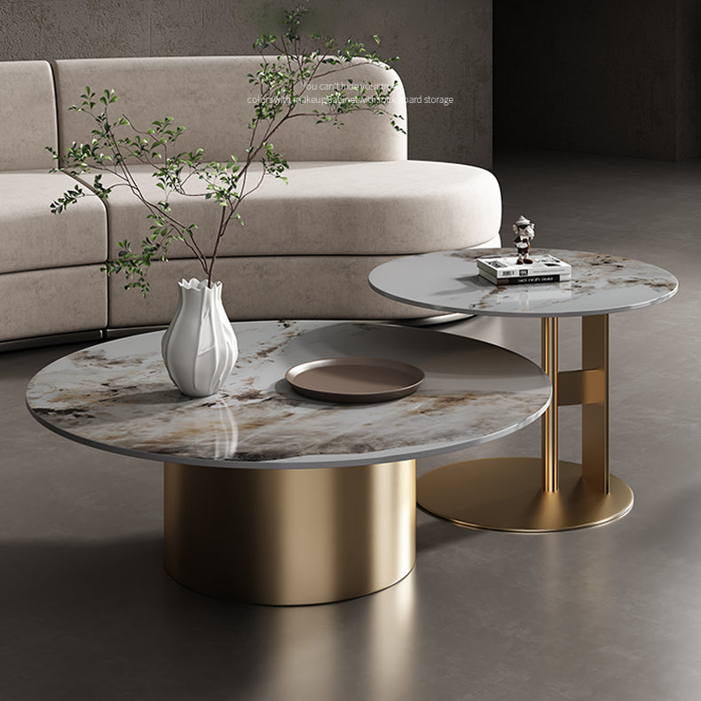 Sleek Sintered Stone & Stainless Steel Coffee Table - Modern Design for Elegant Living Spaces fdl-2599