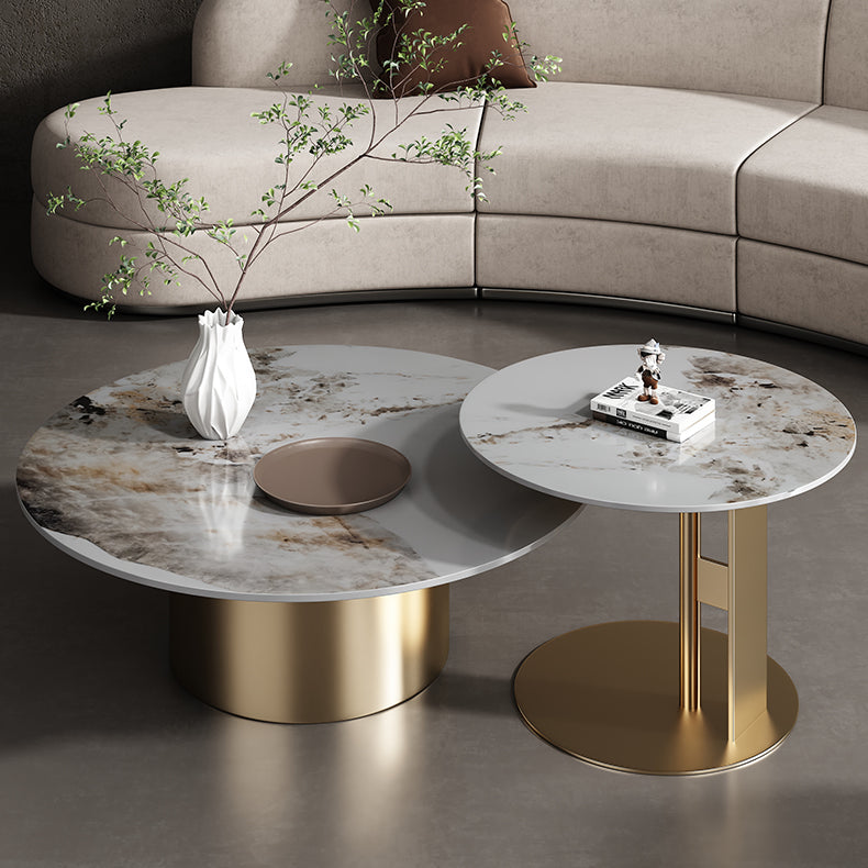 Sleek Sintered Stone & Stainless Steel Coffee Table - Modern Design for Elegant Living Spaces fdl-2599