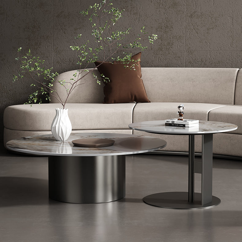 Sleek Sintered Stone & Stainless Steel Coffee Table - Modern Design for Elegant Living Spaces fdl-2599