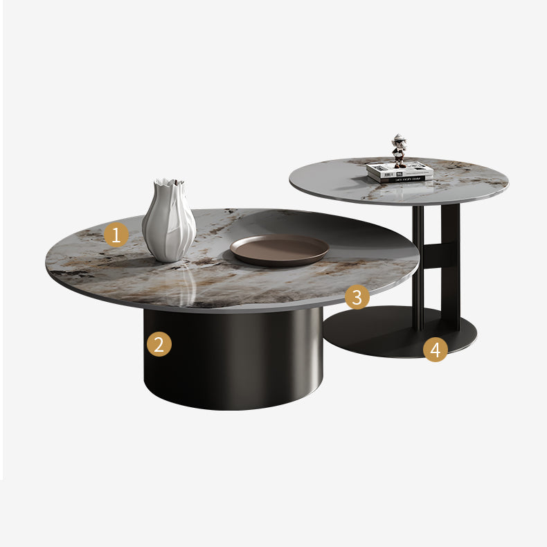 Sleek Sintered Stone & Stainless Steel Coffee Table - Modern Design for Elegant Living Spaces fdl-2599