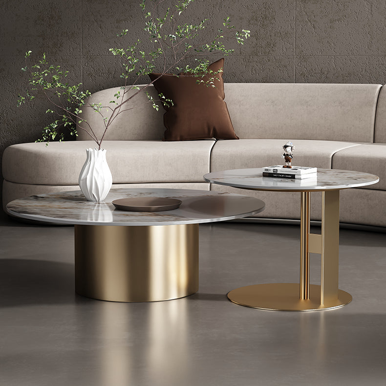 Sleek Sintered Stone & Stainless Steel Coffee Table - Modern Design for Elegant Living Spaces fdl-2599