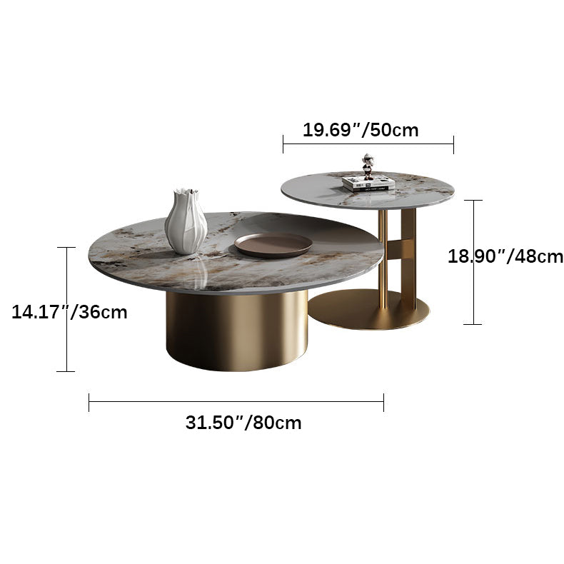 Sleek Sintered Stone & Stainless Steel Coffee Table - Modern Design for Elegant Living Spaces fdl-2599