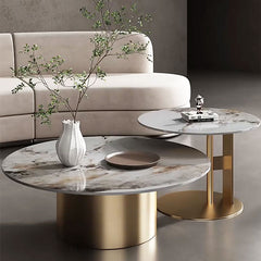 Sleek Sintered Stone & Stainless Steel Coffee Table - Modern Design for Elegant Living Spaces fdl-2599