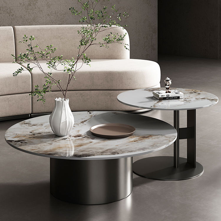 Sleek Sintered Stone & Stainless Steel Coffee Table - Modern Design for Elegant Living Spaces fdl-2599