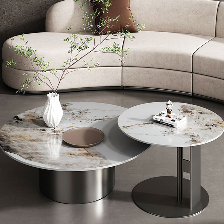 Sleek Sintered Stone & Stainless Steel Coffee Table - Modern Design for Elegant Living Spaces fdl-2599