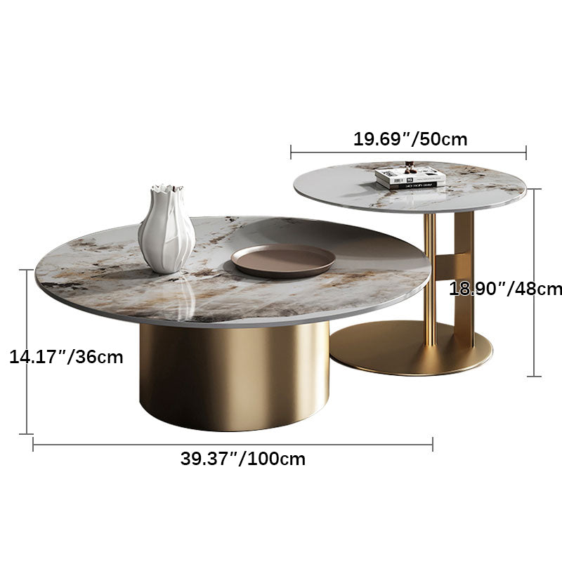 Sleek Sintered Stone & Stainless Steel Coffee Table - Modern Design for Elegant Living Spaces fdl-2599