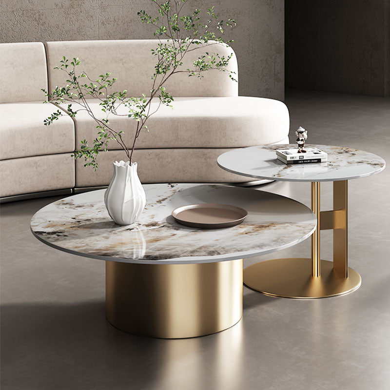 Sleek Sintered Stone & Stainless Steel Coffee Table - Modern Design for Elegant Living Spaces fdl-2599