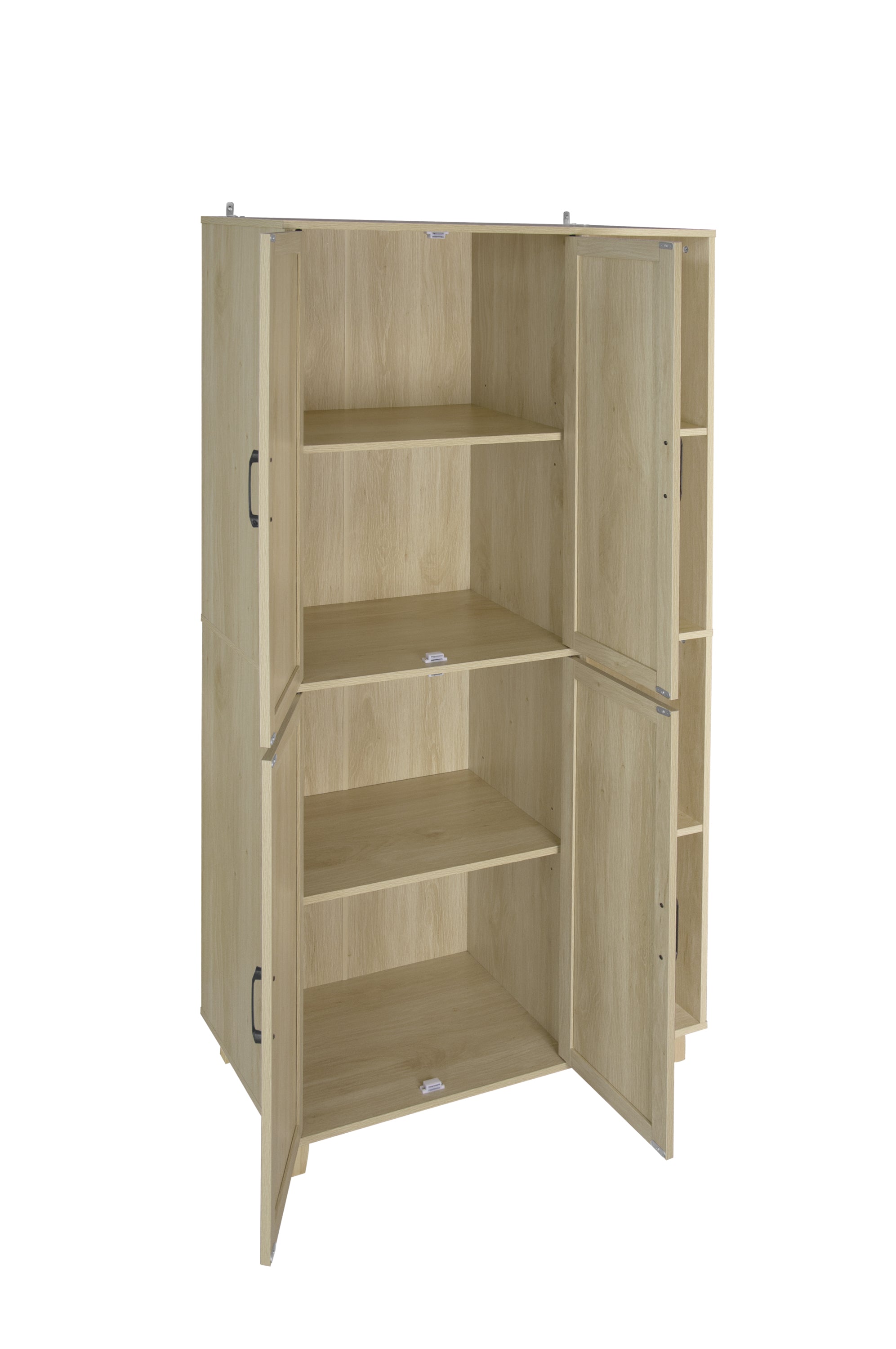 4 Door Cabinet with 4 Shelves with 4 Adjustable Inner Shelves, Storage Cabinet