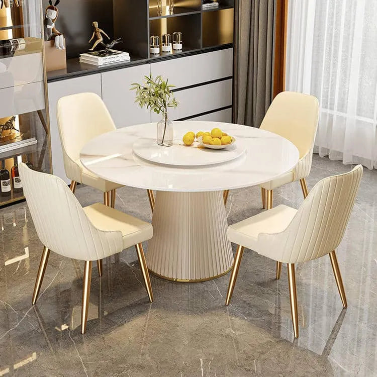 Luxurious Sintered Stone Dining Table with Chic Faux Leather Finish fel-1971
