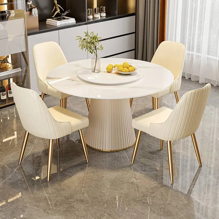 Luxurious Sintered Stone Dining Table with Chic Faux Leather Finish fel-1971