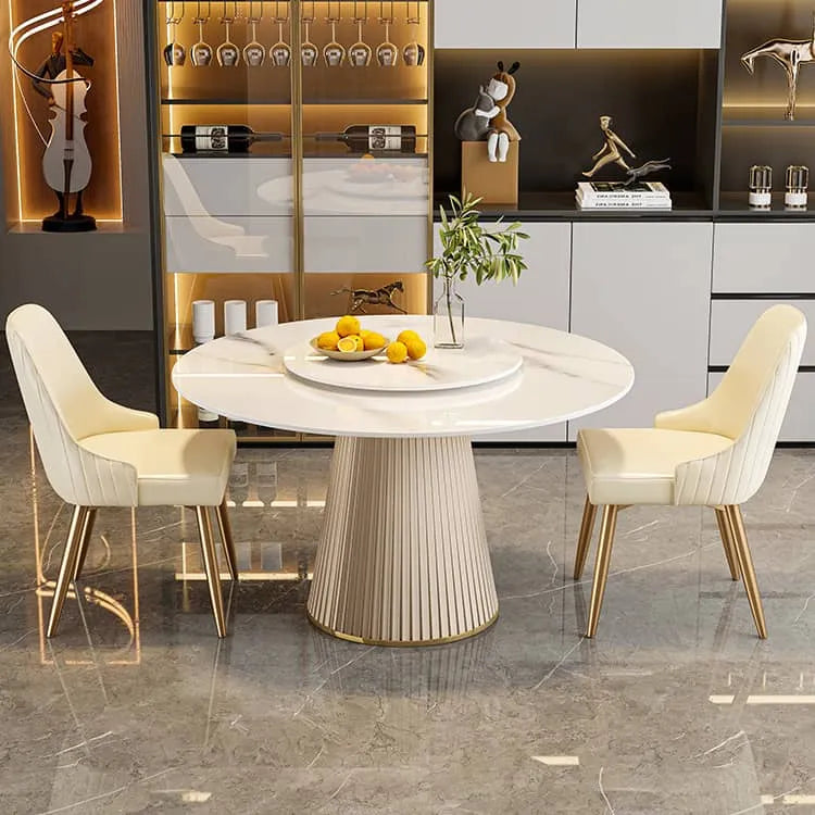 Luxurious Sintered Stone Dining Table with Chic Faux Leather Finish fel-1971