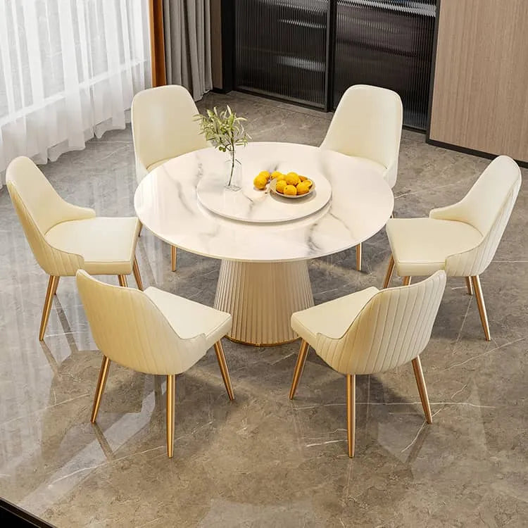 Luxurious Sintered Stone Dining Table with Chic Faux Leather Finish fel-1971