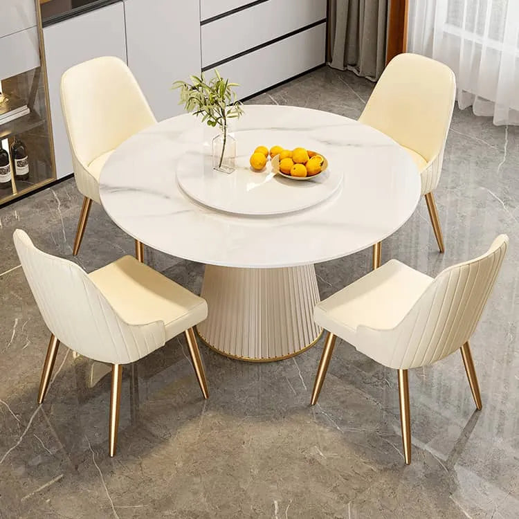 Luxurious Sintered Stone Dining Table with Chic Faux Leather Finish fel-1971