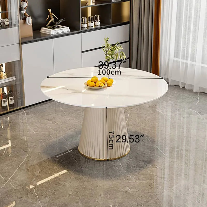 Luxurious Sintered Stone Dining Table with Chic Faux Leather Finish fel-1971