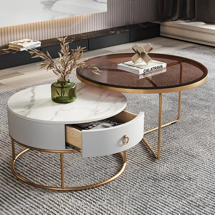 Modern Elegance: Sintered Stone Glass Coffee Table for Luxurious Living Rooms fel-1975