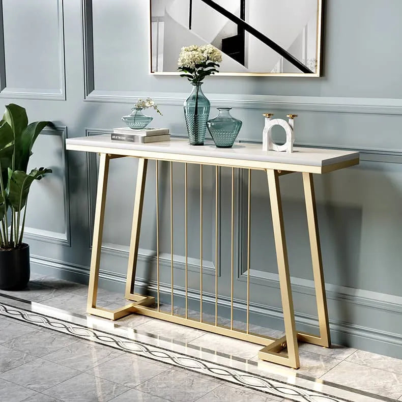 Luxurious Marble Console Table with Sleek Gold Accents for Elegant Interiors fel-1985