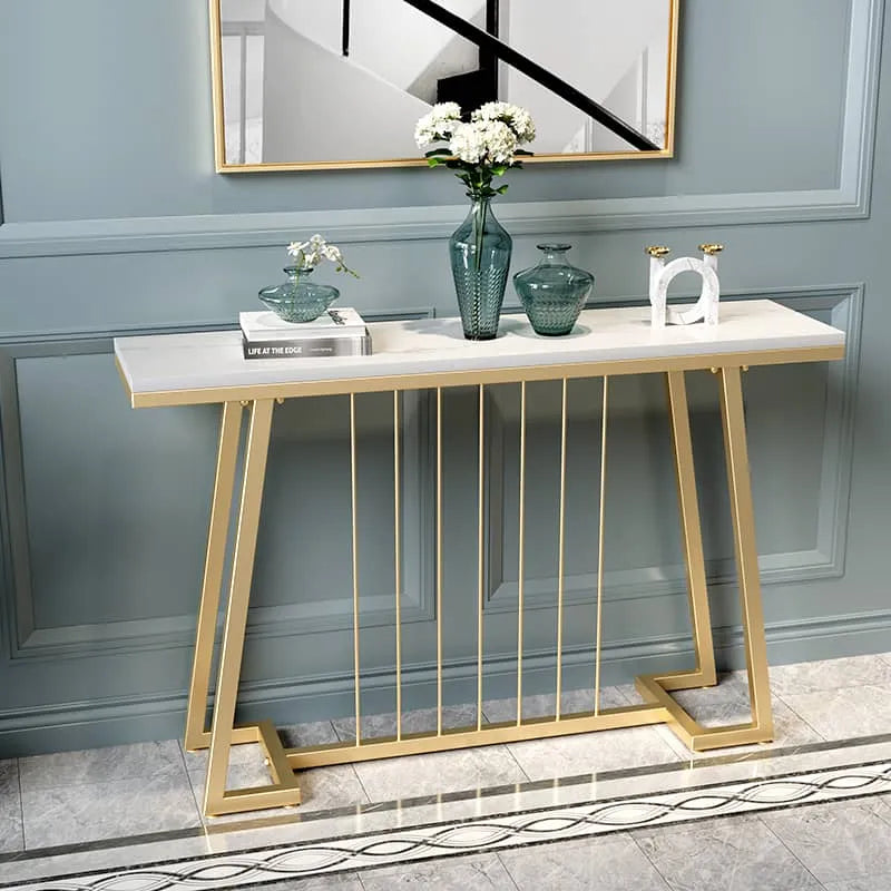 Luxurious Marble Console Table with Sleek Gold Accents for Elegant Interiors fel-1985