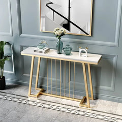 Luxurious Marble Console Table with Sleek Gold Accents for Elegant Interiors fel-1985